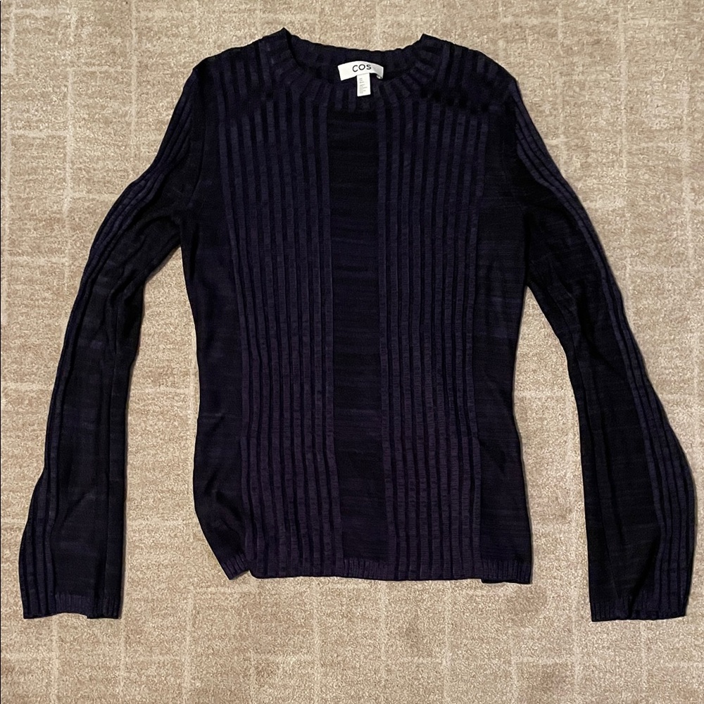 COS Navy Blue Ribbed Top